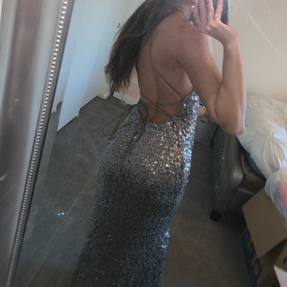 Long open back formal dress